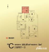 华洲城领誉3室2厅1卫101.9㎡户型图