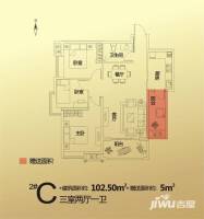华洲城领誉3室2厅1卫102.5㎡户型图
