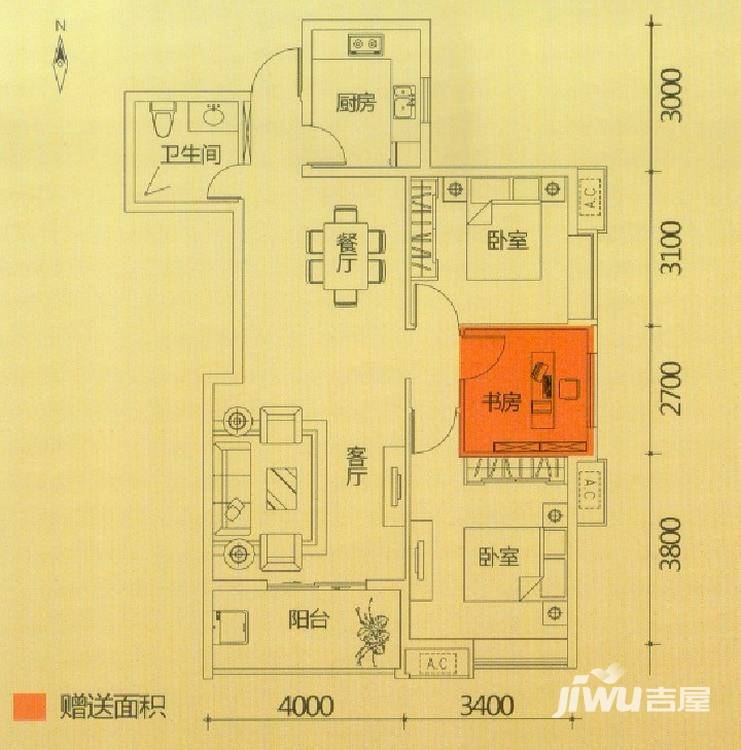 华洲城领誉普通住宅96㎡户型图