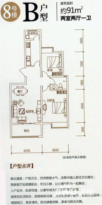 唐樾六和坊普通住宅91㎡户型图