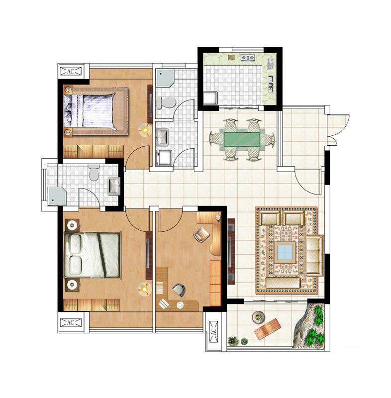 锦源·汉序3室2厅2卫110.3㎡户型图