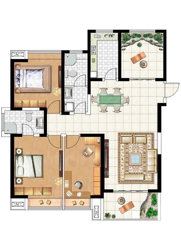 锦源·汉序3室2厅2卫110.3㎡户型图