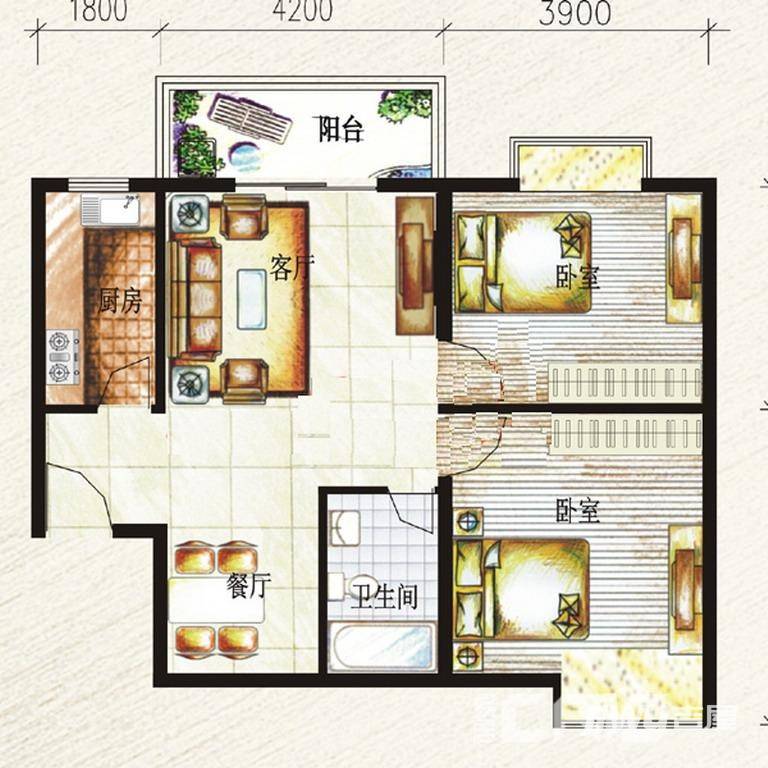 翠堤湾普通住宅81.5㎡户型图