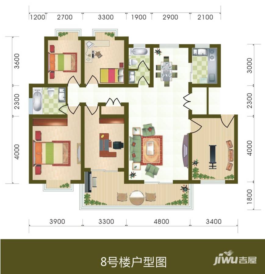 丽湾岛3室2厅1卫182.6㎡户型图