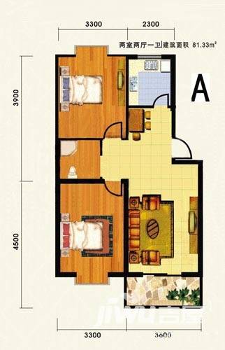 铭翔花园普通住宅81.3㎡户型图