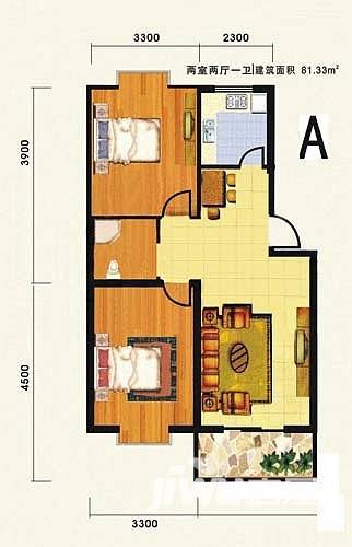 铭翔花园普通住宅81.3㎡户型图