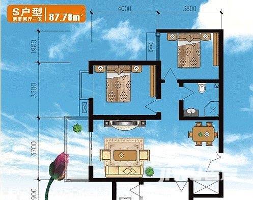 世园茗城普通住宅87.8㎡户型图