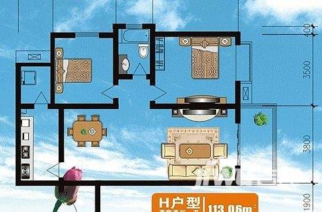 世园茗城普通住宅113.1㎡户型图