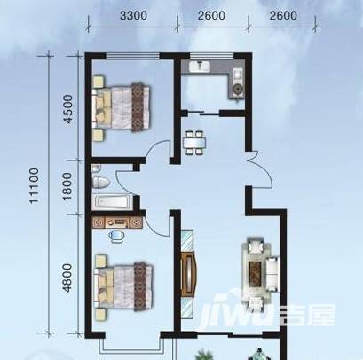 世园茗城普通住宅88.9㎡户型图