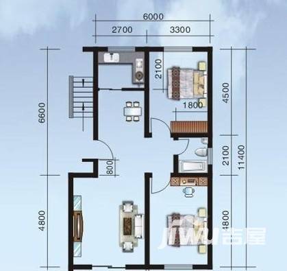 世园茗城普通住宅92.5㎡户型图