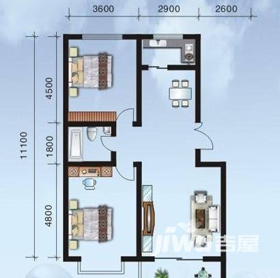 世园茗城普通住宅96.8㎡户型图