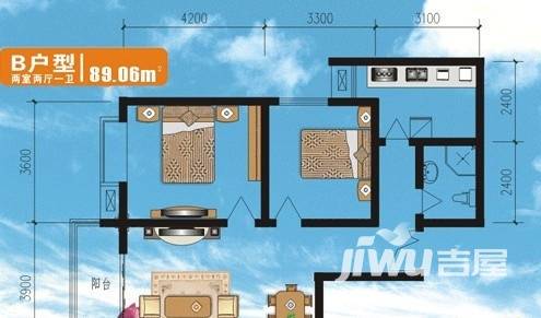 世园茗城普通住宅89.1㎡户型图