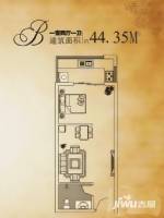 圣地亚哥1室2厅1卫44.4㎡户型图
