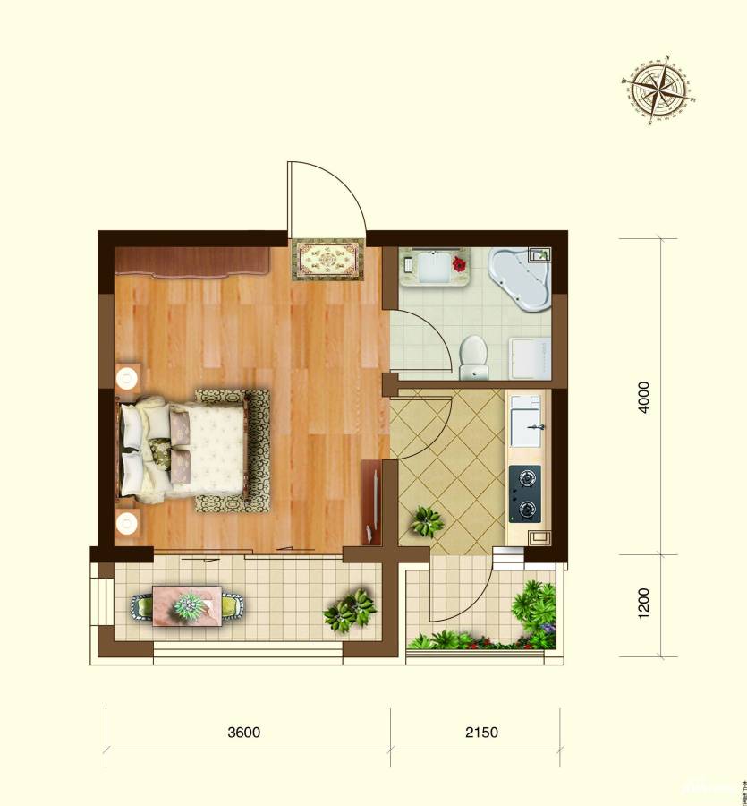 35平方一室一厅户型图图片