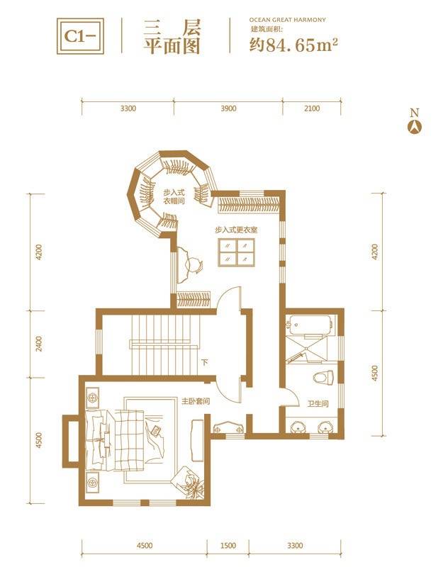 溪岸艺墅普通住宅84.7㎡户型图