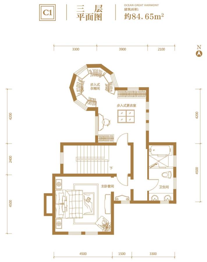 溪岸艺墅普通住宅84.7㎡户型图