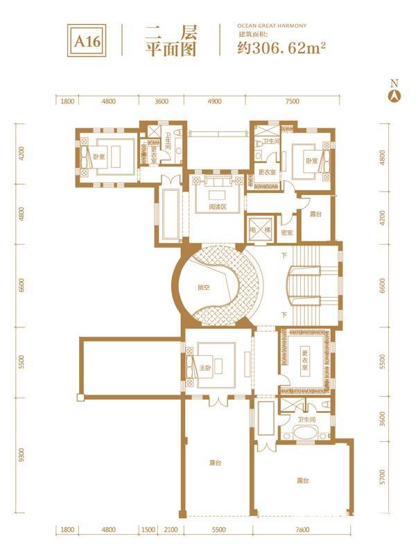 溪岸艺墅8室3厅0卫306.6㎡户型图