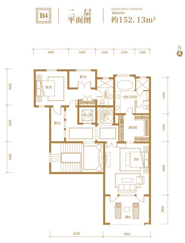 溪岸艺墅4室1厅0卫152.1㎡户型图