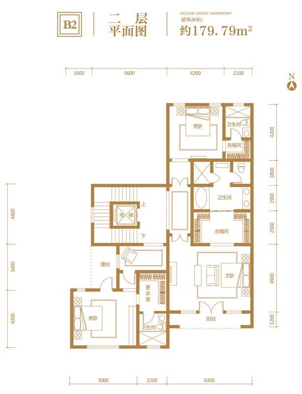 溪岸艺墅3室3厅0卫179.8㎡户型图