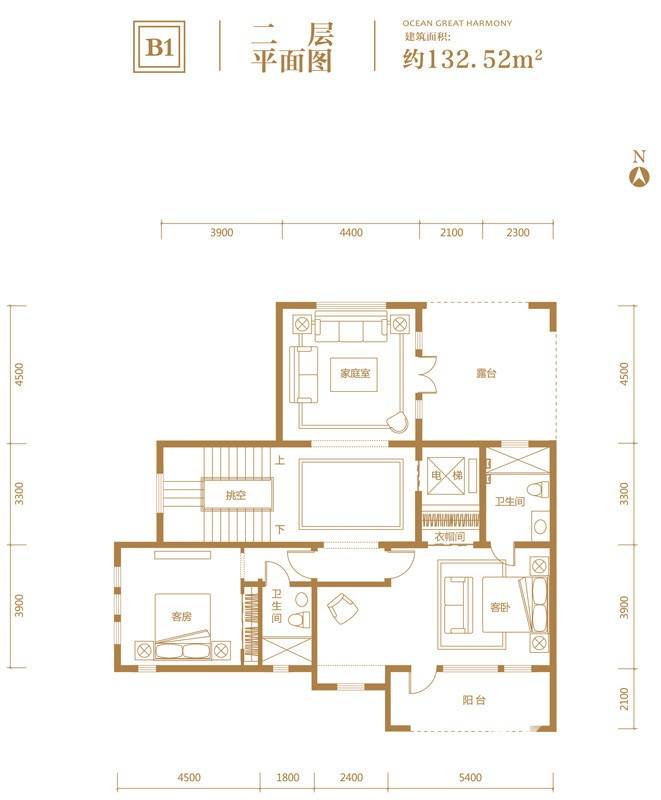 溪岸艺墅3室2厅0卫132.5㎡户型图