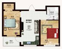 红星凯悦2室1厅1卫44.2㎡户型图