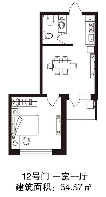 爱琴花园普通住宅54.6㎡户型图