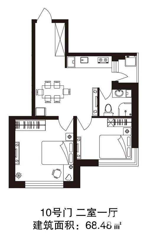 爱琴花园普通住宅68.5㎡户型图