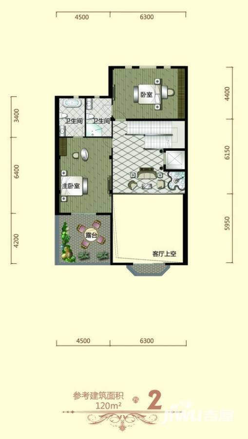 汇锦庄园2室2厅0卫120㎡户型图