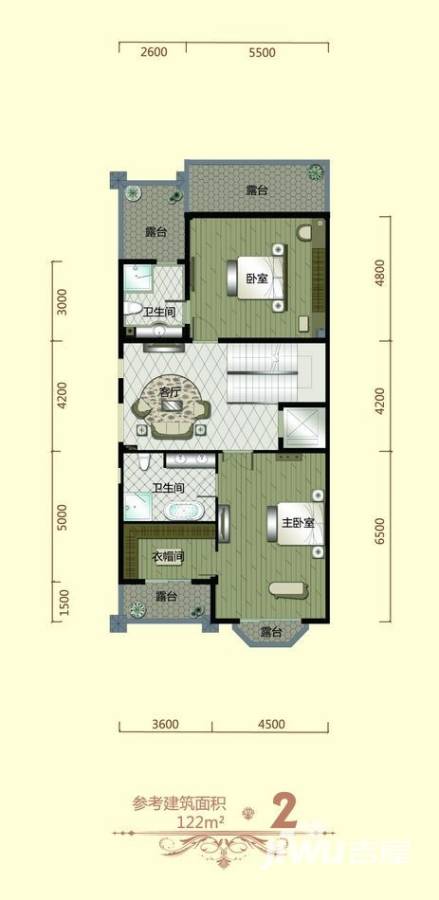 汇锦庄园3室1厅2卫122㎡户型图