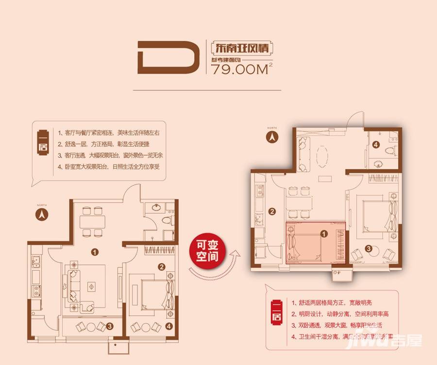 银泰城普通住宅79㎡户型图