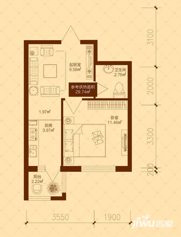 青年城邦普通住宅29.7㎡户型图