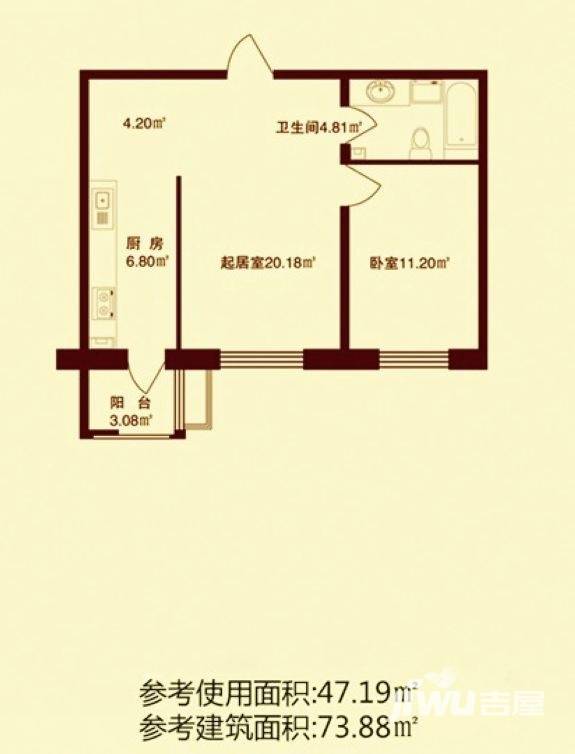 熙郡印象普通住宅47.2㎡户型图