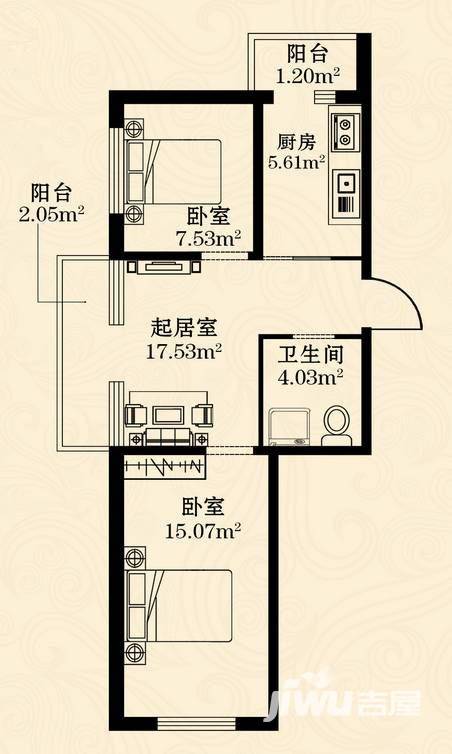 金都府邸普通住宅77.5㎡户型图