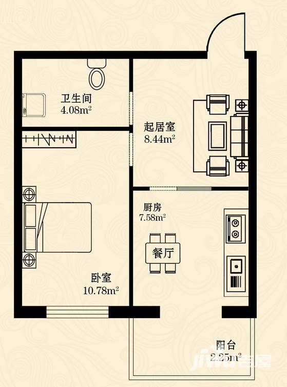 金都府邸普通住宅51.7㎡户型图