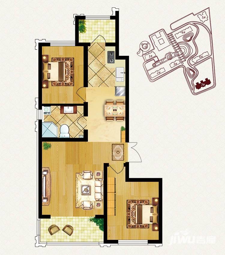 龙鸿怡家普通住宅95.1㎡户型图