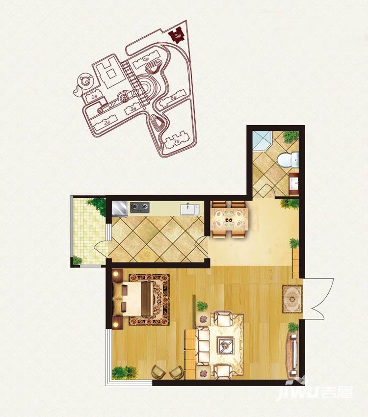 龙鸿怡家普通住宅65.8㎡户型图