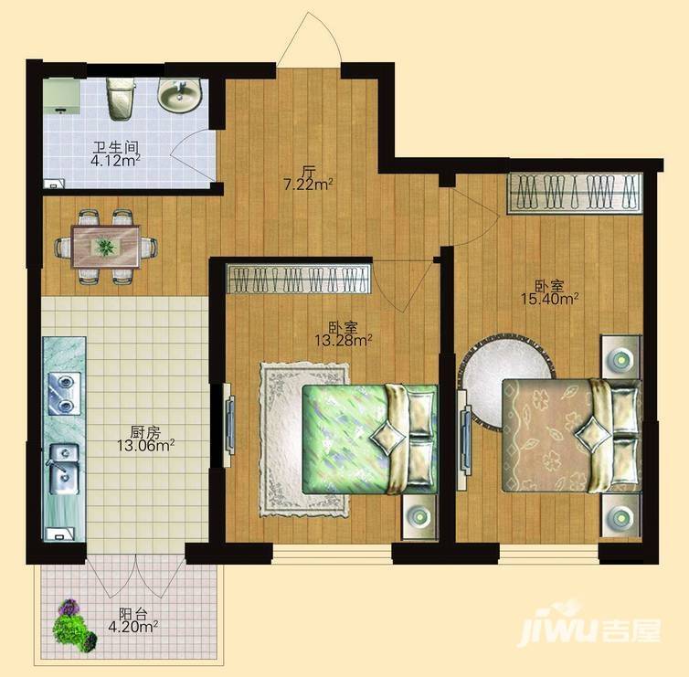 明光翡翠湾普通住宅53.1㎡户型图