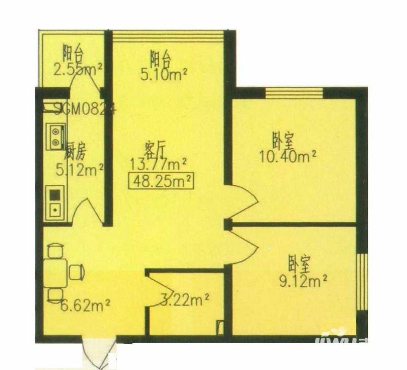 明光翡翠湾普通住宅45.3㎡户型图