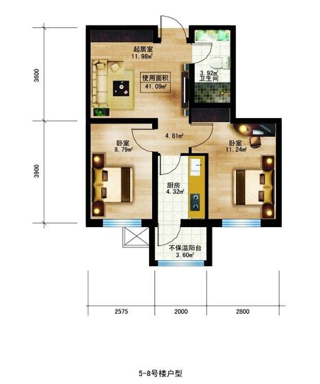 枫蓝国际普通住宅41.1㎡户型图