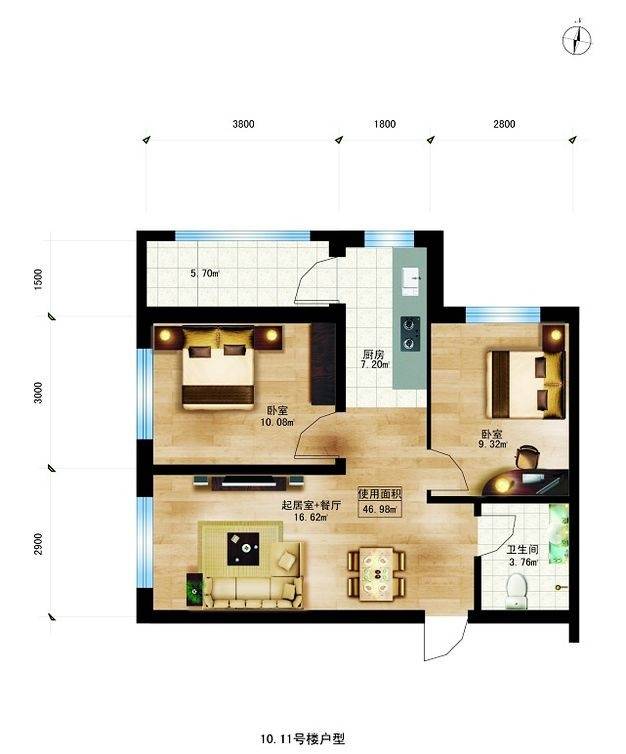 枫蓝国际普通住宅47㎡户型图