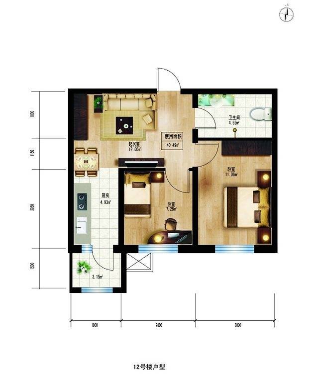 枫蓝国际普通住宅40.5㎡户型图