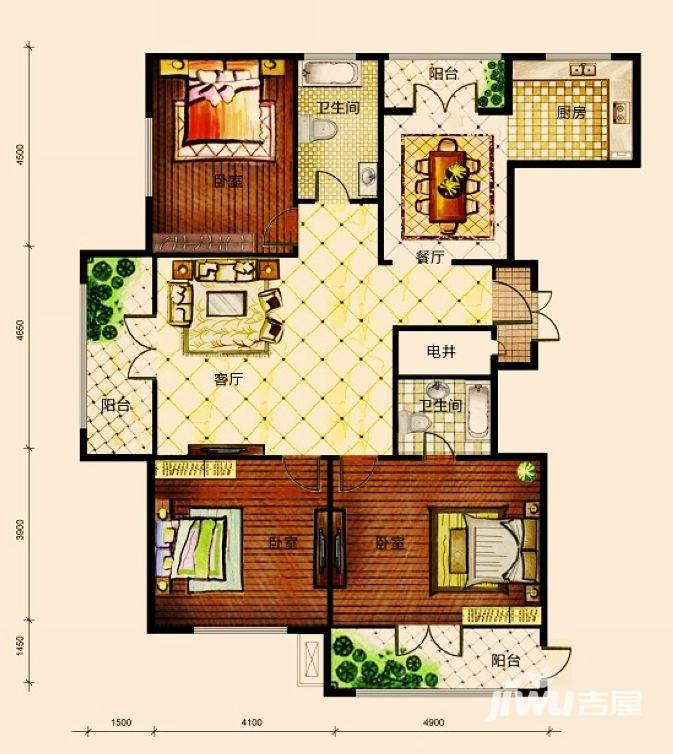 恒大盛和天下普通住宅99.2㎡户型图