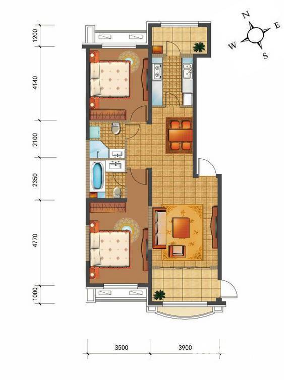 四季上东普通住宅75㎡户型图