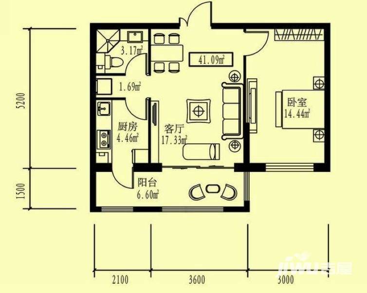 先锋领地普通住宅41.1㎡户型图