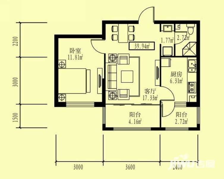 先锋领地普通住宅39.9㎡户型图