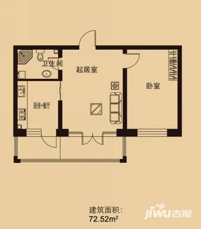 金河铭苑普通住宅72.5㎡户型图