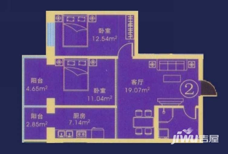 应赫金海城普通住宅54.5㎡户型图