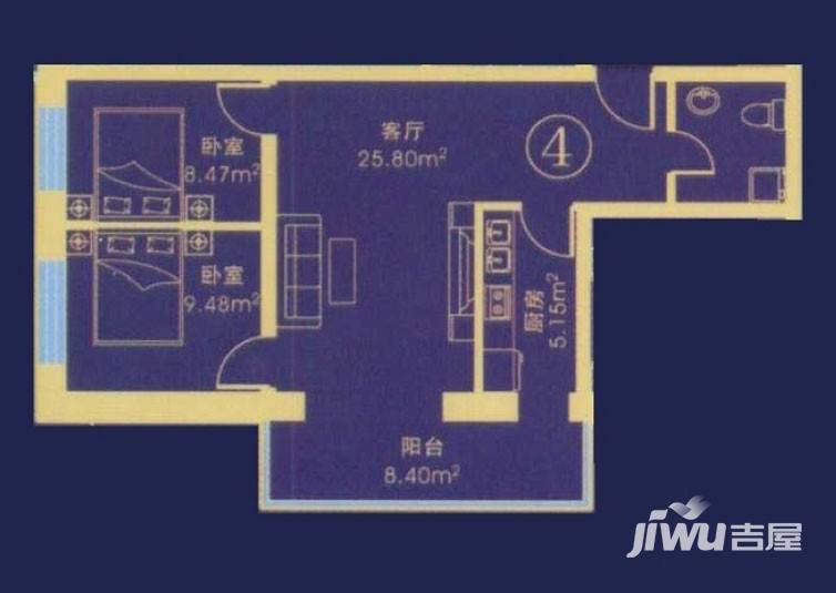 应赫金海城普通住宅53㎡户型图