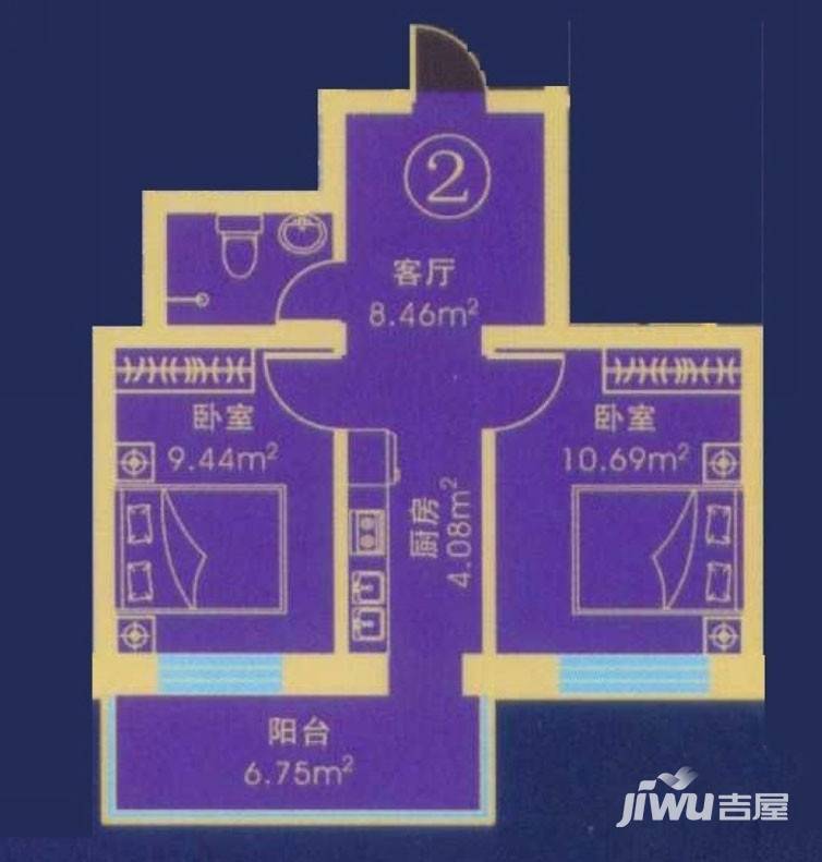 应赫金海城普通住宅35.4㎡户型图