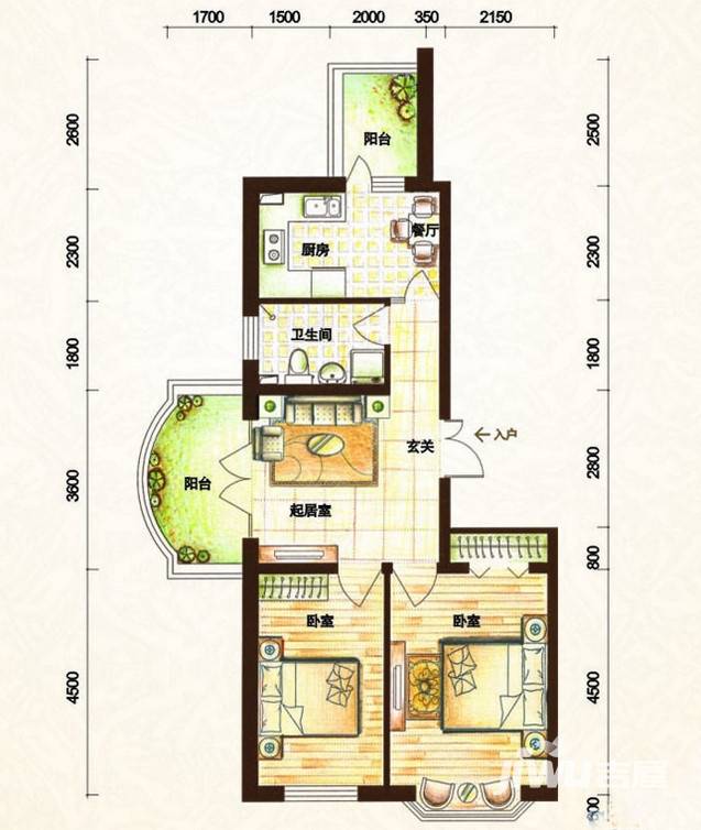 润园翡翠城普通住宅92㎡户型图